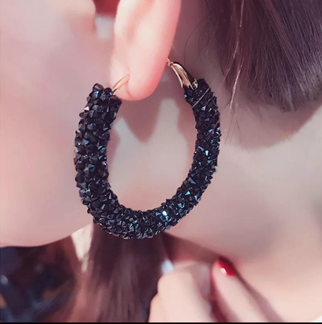 Sparkle Hoop Earrings For Women, Shiny Rhinestones Women's Earings Sparkle Hoop Earrings For Women, Shiny Rhinestones Women's Earings